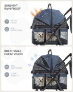 3 in 1 Pet Carrier Stroller for Small/Medium Dogs up to 33 lbs | Detachable Carrier, Foldable Dog & Cat Stroller, Large Storage Bag, Full Window Mesh, One-Touch Dual Brake, Car Seat - Image 9