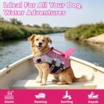 Dog Life Jacket(Shark Pattern/Green, Large) | Shark Pattern High Buoyancy Adjustable Swim Vest with Rescue Handle,D-Ring&Reflective Strips for Boating Swimming Beach - Image 7