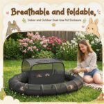 Lewtemi Guinea Pig Playpen with Tunnel 27.5x27.5x16.5 Inch, Breathable Mesh Rabbit Playpen for Bunny Hamster Ferret Chinchilla, Foldable Small Animal Enclosure Indoor Outdoor with Carry Bag, Black - Image 4