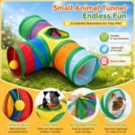 Rypet Guinea Pig Tunnel Hideout 3-Way Collapsible Small Pet Tubes, Rainbow | 3 Way Design for Exploration, Collapsible for Easy Storage, Built-in Play Ball, Hiding & Resting for Hamsters Ferrets - Image 4