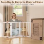 Free Standing Dog Gate Indoor, Foldable Dog Gate for Stairs Doorways | 3-Panel Freestanding Pet Gate with Support Feet for Stability, Folding Puppy Gate Easy to Move, Doggy Gate 54"x24", White - Image 6