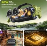 Portable Speakers Bluetooth Wireless, 90W Max Loud Outdoor Speaker with Deep Bass, IPX6 Waterproof, Floatable, Custom EQ, 40H, Dual Pairing, Subwoofer *2, TF, Large Speaker for Beach/Garage/Jobsite - Image 3