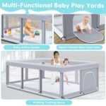 Fshibila 74" ×50" Large Baby Playpen, Baby Playard for Babies and Toddlers, Baby Fence Play Pens for Indoor & Outdoor, Sturdy Safety Play Yard with Soft Breathable Mesh, Anti-Fall, Grey - Image 7