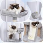 Hey-brother Cat Tree Tower with Removable Toys, Scratching Posts, MPJ008SW | 41.3 Inches Plush Cozy Condo with Platform, Hammock, Sisal Scratch Board and Ball for Indoor Cats, Light Gray - Image 7