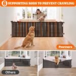 Pawtners Retractable Baby Gates, 34" Tall Extends to 80" Wide Dog Gate | Long Gate with Reinforced 6 Supporting Rods to Prevent Crawling for Stairs, Hallways, Indoor & Outdoor Open Spaces - Image 3