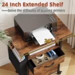 GYIIYUO 2 Drawer File Cabinet 24''W, Mobile Filing Cabinet, Printer Stand | 24'' Extended Desktop, Rolling, Side Bag, Fits A4/Letter Size, Home Office, Fabric Drawer, Light Brown - Image 5