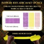 UJFQBH 3 Pieces African Bath Sponge African Net Long Net Bath Sponge Exfoliating Shower Body Scrubber Back Scrubber Skin Smoother,Great for Daily Use (Pink,Yellow,Purple) - Image 4