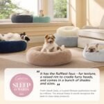 Bedsure Calming Dog Bed Medium Size Dog Donut Washable Pet Bed,30ins Camel | Oprah Daily Sleep Award,Fluffy Faux Fur Round Cuddler,Anti-Slip Bottom,Anti-Anxiety,Deep Sleep for Pets Up to 45 Lbs - Image 3