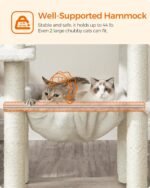 Feandrea Cat Tree, 56.3-Inch Modern Cat Tower, Multi-Level Plush Condo with Scratching Posts, Hammock, Washable Cushion, Heather Greige UPCT164G01 - Image 7