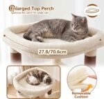 Heybly 53.1" Corner Cat Tree for Large Cats – Interactive Play HCT029MJ | Sturdy Cat Tower with Cozy Cat Condo, Fan-Shaped Top Perch, Basket, Hammock & Solid Base, Beige - Image 3