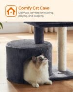 Feandrea Cat Tree, Small Cat Tower with Sisal Scratching Post, Plush Condo with Padded Perch, for Small Spaces, Kittens, Smoky Gray UPCT50G - Image 8