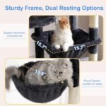Heybly Cat Tree, 76-Inch Tall Heavy Duty Cat Tower for Big Cats HCT039G | Multi-Level Large Cat Furniture with Extra Wide Baseboard, 2 Condos & 2 Hammocks, 10 Scratching Posts, Smoky Gray - Image 6