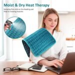 Heating pad for Back/Shoulder/Neck/Abdomen, Heating Pads with 6 Fast Heating Settings, Auto-Off, Machine Wash, Birthday Gifts for Women Mom Men Dad, Extra Large 12"x24", Blue - Image 5
