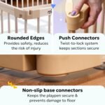 Miotetto Baby Playpen, Wooden Playpen for Babies and Toddlers, Foldable Fence with Montessori Activity Panel, Storage Basket & Gate, Portable, Easy to Assemble Baby Play Pen Natural Wood Playyard - Image 6