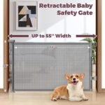 Retractable Baby Gate for Stairs & Doorways, Dog Gate Indoor Outdoor | Extends to 55" Wide 34" Tall Mesh Child Gate for Hallways, Deck, Porch, Pet Toddler Safety Essentials, Easy Install, Grey - Image 3