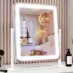 ROLOVE Vanity Mirror with Lights, 12.6"x15" LED Makeup Mirror with Lights, Smart Touch Control 3 Color Dimmable, Lighted Desk Mirror for Bedroom, Light Up Mirror - Image 2