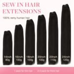 GOO GOO Sew In Hair Extensions Real Human Hair Thick, Add Volume 20In 100g | Double Weft Hair Extensions, 2 Dark Brown, Remy Hair Durable Wedding Party Daily Wear - Image 7