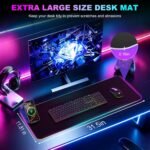 Wireless Charging RGB Gaming Mouse Pad with Foldable Phone Holder, Black | Charging Desk Mat, Large Desk Mat with Waterproof Surface, Ultra-Smooth Surface and Non-Slip Base for Gaming & Office - Image 7