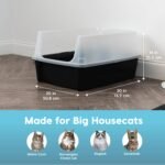 IRIS USA XX-Large High Sided Cat Litter Box, Scatter Shield, Black | Multi-Cat Use, Jumbo Capacity Pan, Extended Length Design, Oversized Basin, Multiple Cat Ready, Generous Dimensions - Image 3