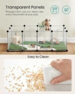SONGMICS 20 Panels Pet Playpen with Floor, Small Animal Playpen, Pet Fence Indoor, DIY Plastic Enclosure for Guinea Pigs, Bunny, Hamsters, Hedgehogs, 49.2 x 24.8 x 16.5 Inches, White ULPC001W01 - Image 8