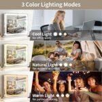 ROLOVE 23"x 18" Large Vanity Mirror with Lights, LED Makeup Mirror for Dresser and Desk, 10X Magnification, Dimmable Touch Control, Wall Mounted or Tabletop Mirror for Bedroom (White) - Image 4