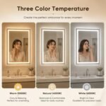 Antok 24x36 LED Bathroom Mirror with Lights, Backlit + Front Lit Vanity Mirror with CRI>90, Dimmable Anti-Fog Smart Mirror with Memory Function, 3 Color Temperatures, Shatterproof Tempered Glass, ETL - Image 5