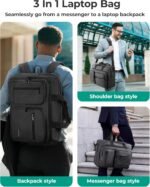 BAGSMART 3 In 1 Laptop Bag for Men, Computer Briefcase 17.3 Inch Laptop Water-Repellent Shoulder Bag, Computer Bag Business Travel Office, Black - Image 3