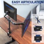 VIVO Dual Monitor Desk Mount, Holds 2 Computer Screens up to 30 inches and 22lbs Each, Heavy Duty Fully Adjustable Steel Stand with C-Clamp and Grommet, Black, STAND-V002 | Black, Articulating, Adjustable Monitor Arm, Grommet or C-Clamp Mounting, Computer Stand for 2 Monitors, Holds 22 lbs Each - Image 5