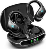 Active Noise Cancelling Ear Buds Wireless Earbuds 90H Playtime Bluetooth Headphones Stereo Bass Over-Ear Hooks Earphones with Power Display Case IPX7 Waterproof Headset for Workout/Running, Black - Image 2