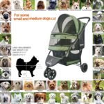 ROODO 3 Wheel Pet Stroller Best Lightweight Foldable Compact Portable Jogger All Terrain Travel Pet Gear Puppy Kitty Stroller for up to 30lbs Medium Small Dogs and Cats(Green) - Image 7