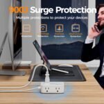 TESSAN Surge Protector Power Strip with 900J Surge Protection, 5 Ft, Grey | 8 AC with 3 USB Ports (1 USB C), Flat Plug Extension Cord, 3 Sided Outlet Extender with Power Switch for Office, Dorm - Image 6