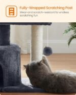 Feandrea Cat Tree, Small Cat Tower with Sisal Scratching Post, Plush Condo with Padded Perch, for Small Spaces, Kittens, Smoky Gray UPCT50G - Image 7