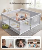 Fodoss Baby Playpen, 47×47in Playpen for Babies and Toddlers with Door | Baby Play Yard for Indoor & Outdoor, Soft Breathable Mesh, BPA-Free Oxford Fabric, Anti-Slip Suction Cups, Pull Rings - Image 6