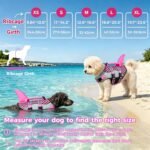 Dog Life Jacket(Shark Pattern/Green, Large) | Shark Pattern High Buoyancy Adjustable Swim Vest with Rescue Handle,D-Ring&Reflective Strips for Boating Swimming Beach - Image 4