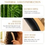 ORW Fine Tooth Comb with Handle, Bamboo Detangling Comb for Fine Hair, Anti Static Styling Comb, Wet & Dry Hair - Image 4