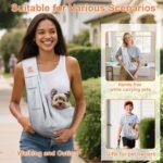 Tomkas Small Dog Cat Sling Carrier Puppy Purse Travel Wrap Soft Crossbody Pet Bag (Gray, M - Classic Pocket & Classic Strap) - Image 3