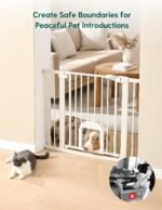 Babelio Baby Gate with Adjustable Cat Door, CatPrivilege III, 29-43" | Auto-Close, Pressure Mounted with No Drilling, Dual Lock Safety Gates For Stairs, Doorways and House, Easy Walk Thru, White - Image 4