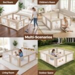 Foldable Baby Playpen with Mat, Foldable Baby Fence Play Yards for Babies and Toddlers, Play Pen with Breathable Mesh and Anti-Fall Pads (71"×59") - Image 7