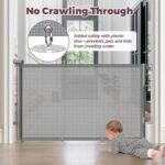 Retractable Baby Gate for Stairs & Doorways, Dog Gate Indoor Outdoor | Extends to 55" Wide 34" Tall Mesh Child Gate for Hallways, Deck, Porch, Pet Toddler Safety Essentials, Easy Install, Grey - Image 8