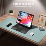 Aothia Leather Desk Pad Protector, Mouse Pad, Office Desk Mat, Non-Slip PU Leather Desk Blotter, Laptop Desk Pad, Waterproof Desk Writing Pad for Office and Home (Light Blue,31.5" x 15.7") - Image 4