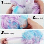 Chuya Bath Loofah Sponges 70 Grams Large Size,4 Pack Shower Sponge | Exfoliating Cleaning Bath Loofa Body Scrubber Balls for Women Men Children Washing - Image 5