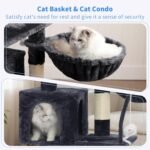 Heybly Cat Tree with Toy, 43.3 inch Cat Tower for Indoor Cats HCT004SG | Cat Condo with Durable Sisal Scratching Posts, Cat House with Padded Plush Perch, Cozy Hammock, Smoky Gray - Image 4