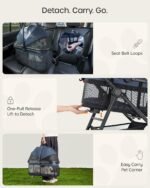 3 in 1 Pet Carrier Stroller for Small/Medium Dogs up to 33 lbs | Detachable Carrier, Foldable Dog & Cat Stroller, Large Storage Bag, Full Window Mesh, One-Touch Dual Brake, Car Seat - Image 6