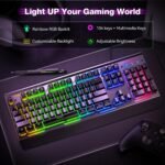 TECKNET Wired Gaming Keyboard, RGB Backlit Keyboard with Metal Panel Design | 15-Zone RGB Illumination, Whisper Quiet Design, IP32 Water Resistance, 25 Anti-ghosting Keys, Ergonomic Design - Image 4