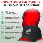 GroWell Red Light Therapy Hair Growth Cap – FDA Cleared Laser Treatment for Hair Regrowth and Reduced Shedding – LED & Laser Red Light Therapy Clinically Proven in Double-Blind Studies -Black - Image 8