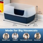 IRIS USA XX-Large Side Entry Cat Litter Box, Navy | Multi-Cat Use, Extended Length Design, Extra Room Interior, Jumbo Capacity Pan, Comfortable Space, Multiple Cat Ready - Image 4