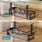 Under Desk Cable Management Tray No Drill, Metal Mesh Cable Management Under Desk with Clamp Mount, 2 Hole Cable Tray with Wire Management and Cord Organizer for Home Office Standing Desk - Image 6