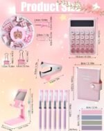 LXEVIHK 21Pcs Pink Desk Organizers and Accessories With Mesh Desk Organizer and 360°Rotating Pen Holder and a Lot of Office Pink Office Supplies Beautifully Presented in a Gift Box - Image 8