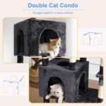 Heybly Cat Tree, 76-Inch Tall Heavy Duty Cat Tower for Big Cats HCT039G | Multi-Level Large Cat Furniture with Extra Wide Baseboard, 2 Condos & 2 Hammocks, 10 Scratching Posts, Smoky Gray - Image 9