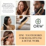 ORW Fine Tooth Comb with Handle, Bamboo Detangling Comb for Fine Hair, Anti Static Styling Comb, Wet & Dry Hair - Image 8
